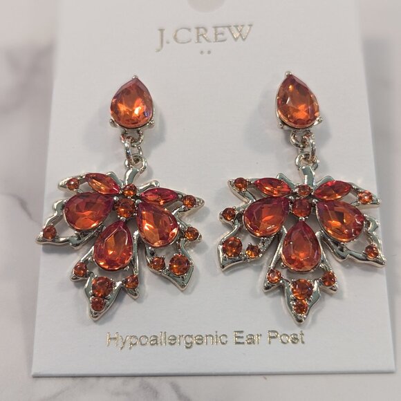 J. Crew Factory Jewelry - J.Crew Factory Crystal Leaf Statement Earrings
